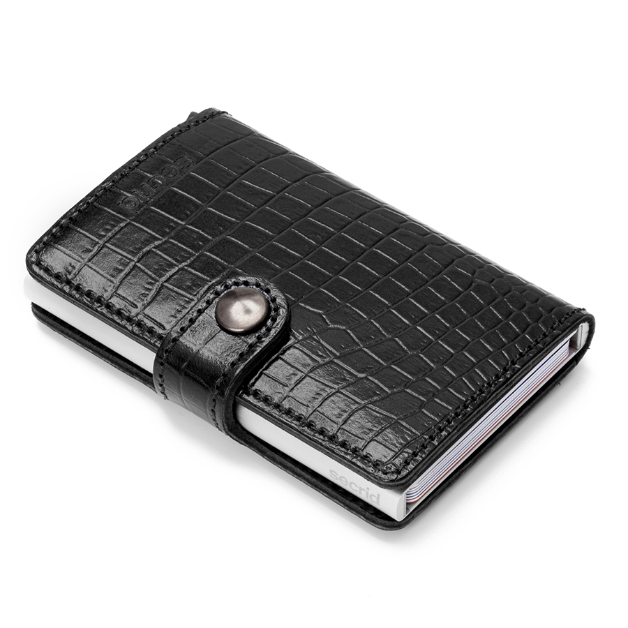 SECRID Mini Wallet Genuine Leather &quot;AMAZON BLACK&quot; RFID Secured Card Protector Made in Holland